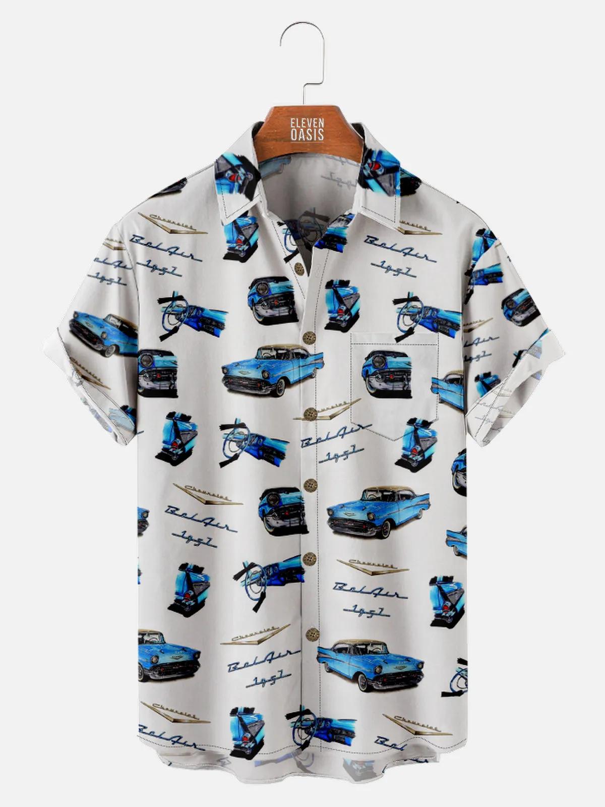 Men's Classic 1957 Chevrolet Bel Air Short Sleeve Shirt sold by Eleven Oasis