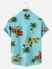 Men's Pineapple Ukulele Coconut Tree Pattern Short Sleeve Shirt sold by Eleven Oasis