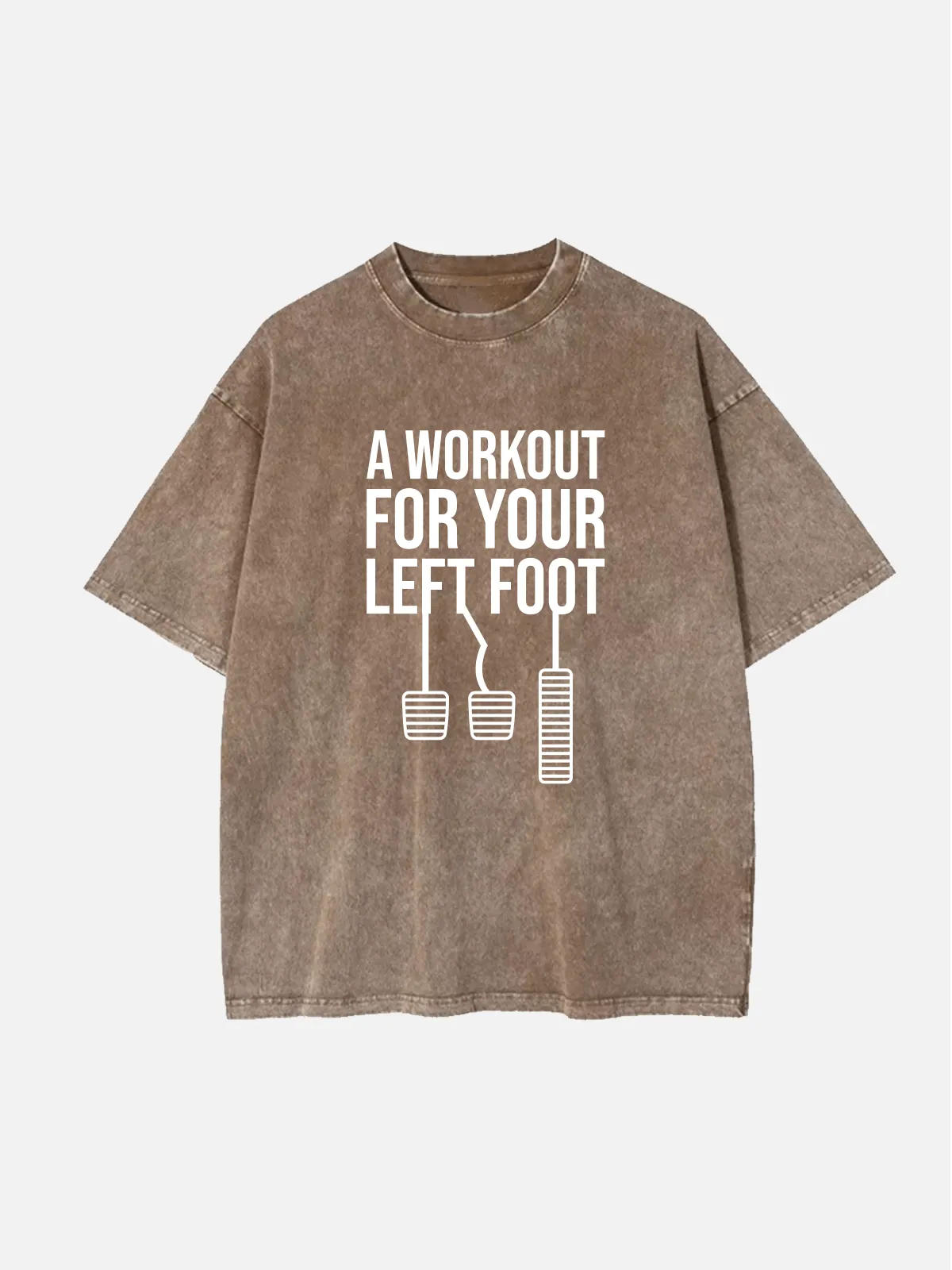 A Workout for Your Left Foot Manual Transmission Acid Wash Cotton T-Shirt sold by Eleven Oasis product image thumbnail 5