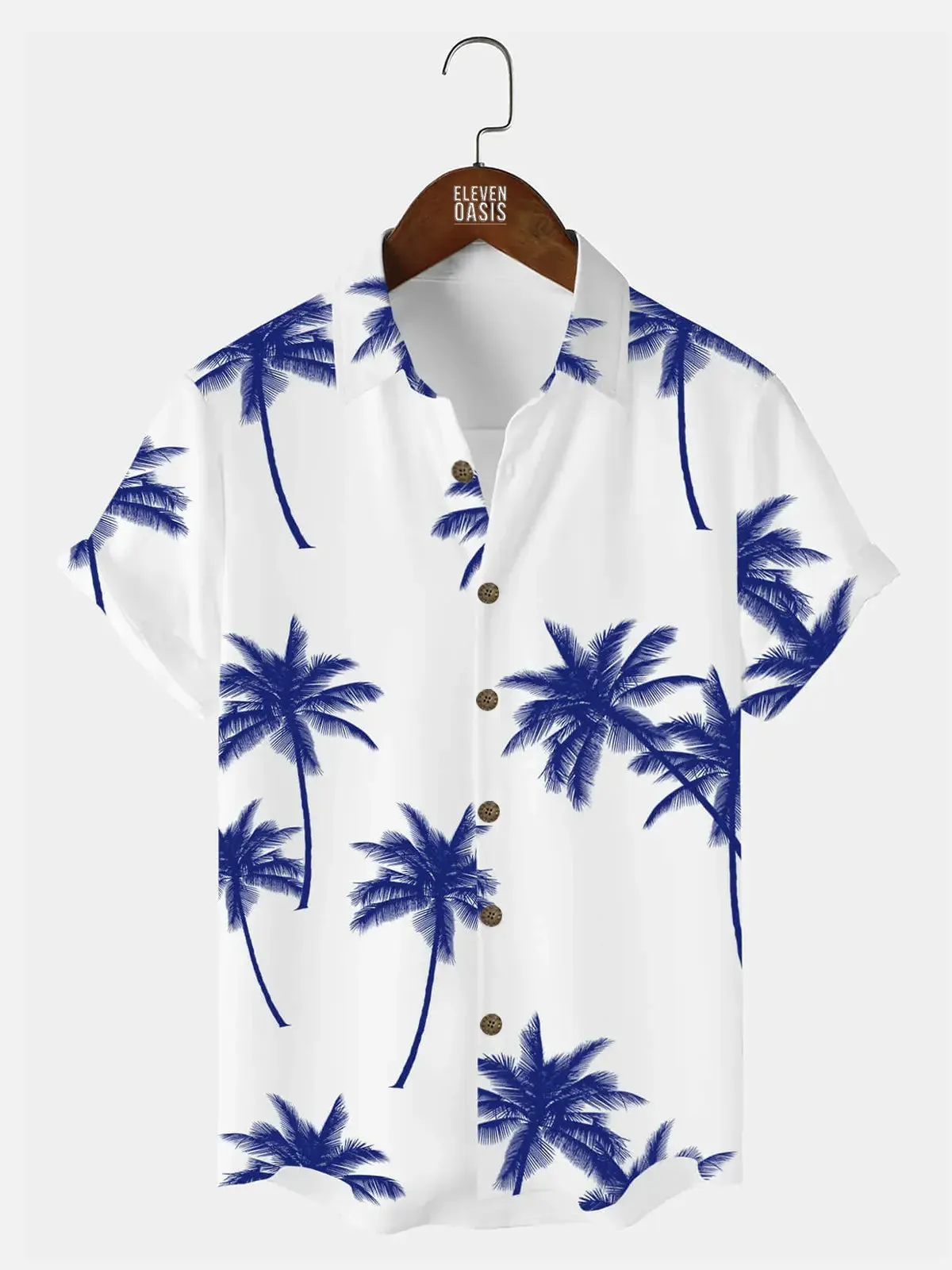 Men's Coconut Tree Pattern Basic Short Sleeve Shirt sold by Eleven Oasis