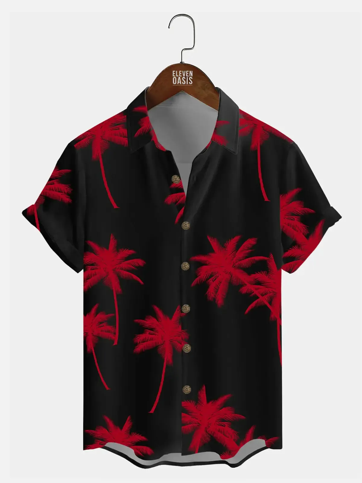 Men's Coconut Tree Pattern Basic Short Sleeve Shirt sold by Eleven Oasis product image thumbnail 3