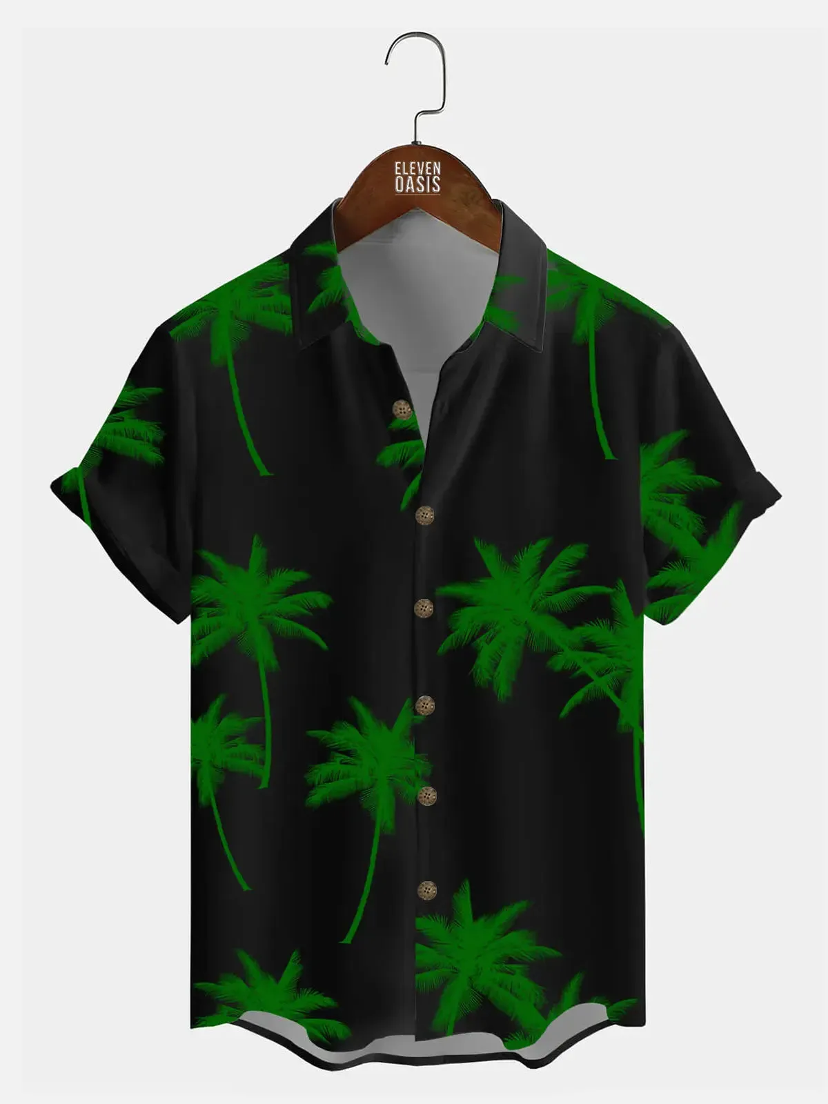 Men's Coconut Tree Pattern Basic Short Sleeve Shirt sold by Eleven Oasis product image thumbnail 5