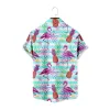 Men's Flamingo Pineapple Tropical Hawaiian Short Sleeve Shirt sold by Eleven Oasis