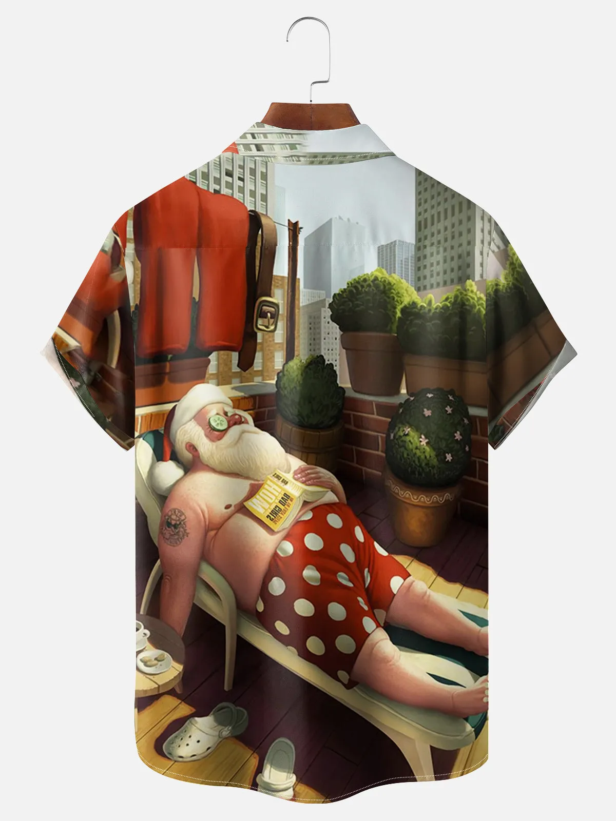 Tall Men's Santa's Urban Balcony Relaxation Short Sleeve Shirt sold by Eleven Oasis product image thumbnail 2