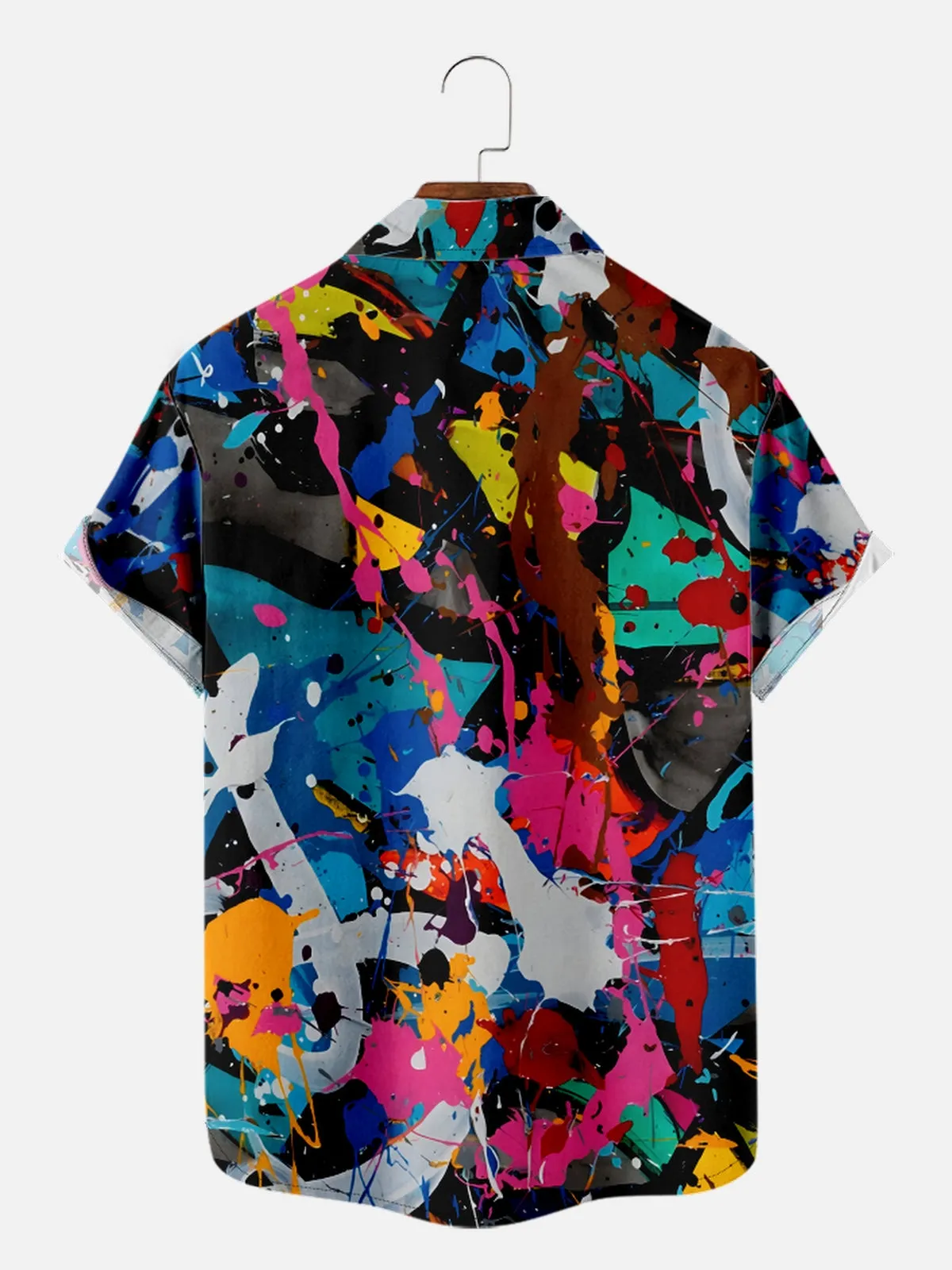 Men's Colorful Paint Blotches and Splatters Short Sleeve Shirt sold by Eleven Oasis product image thumbnail 2