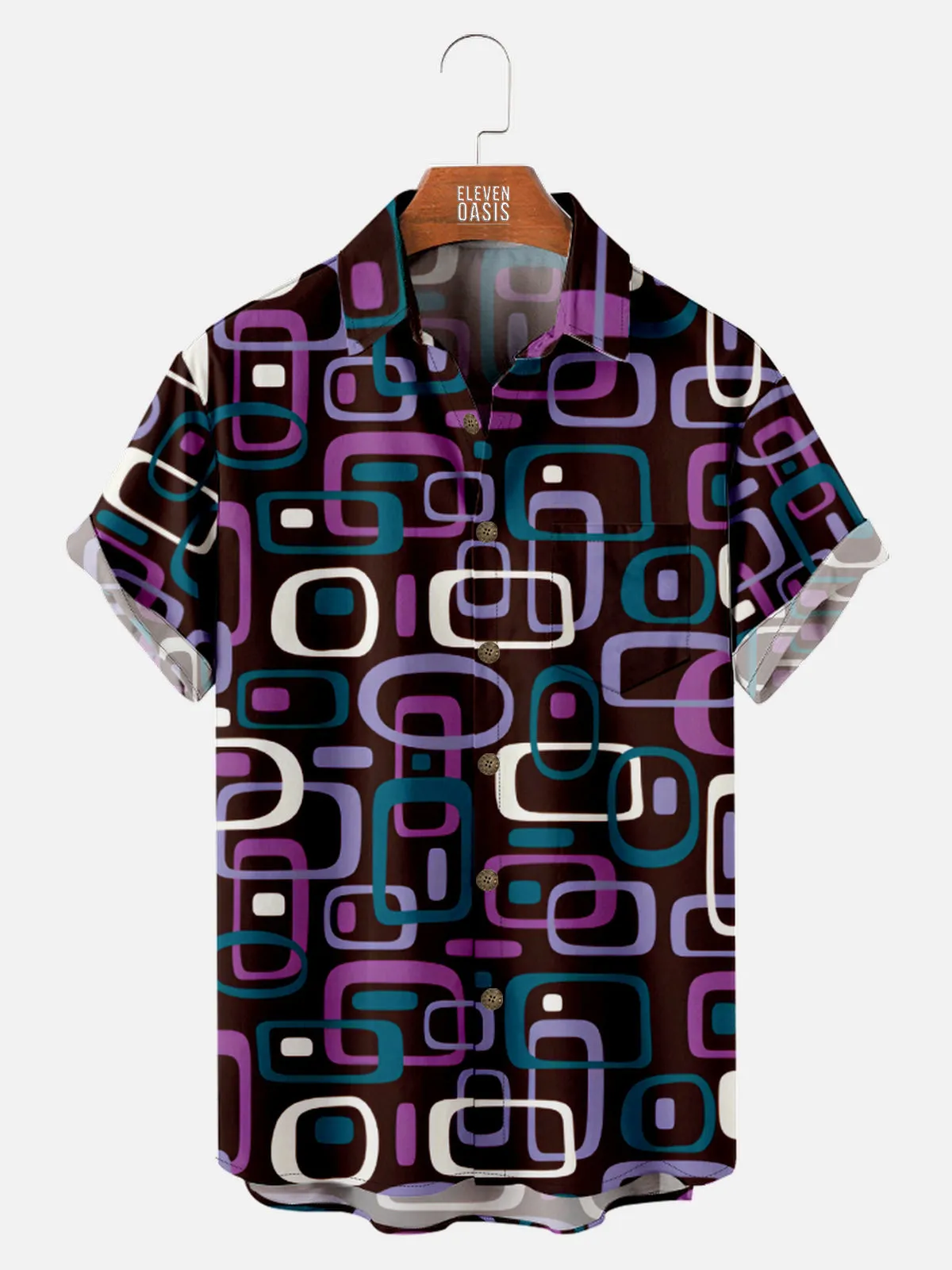 Men's Iconic 70s Pattern Short Sleeve Shirt sold by Eleven Oasis