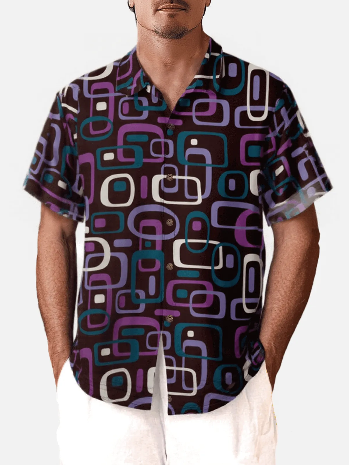 Men's Iconic 70s Pattern Short Sleeve Shirt sold by Eleven Oasis product image thumbnail 3