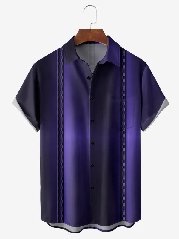 Tall Men's Everyday Purple Gradient Stripes Short Sleeve Shirt sold by Eleven Oasis