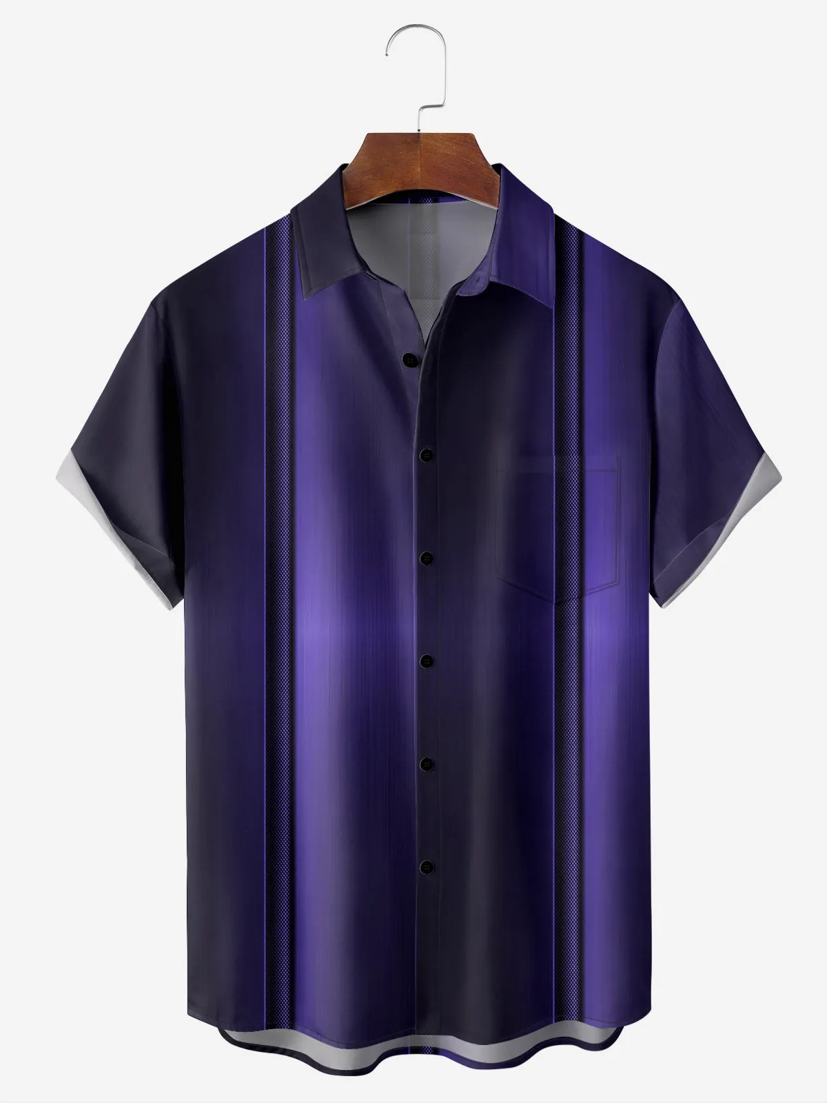 Tall Men's Everyday Purple Gradient Stripes Short Sleeve Shirt sold by Eleven Oasis