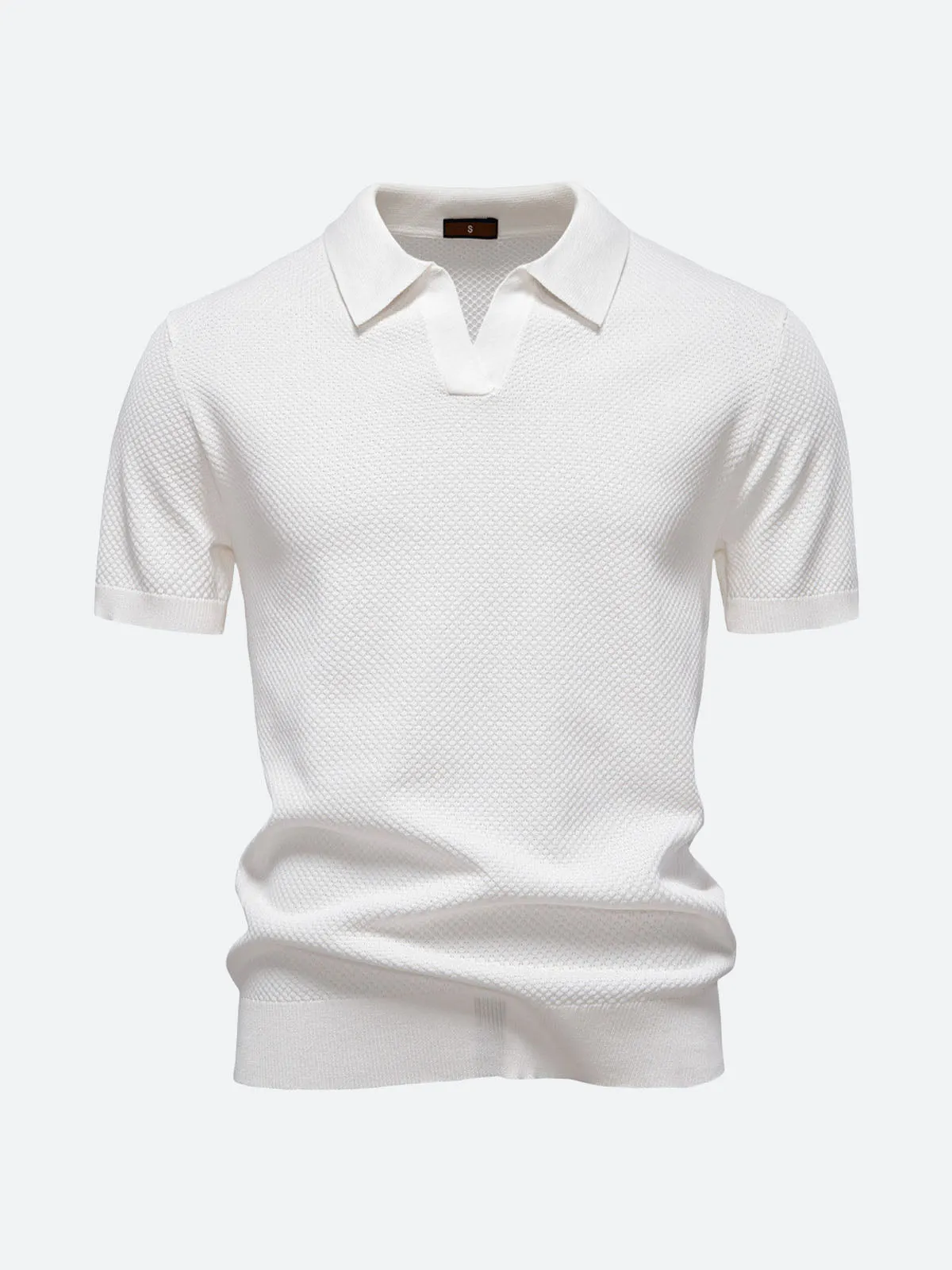 Men's Textured Knit Polo Short Sleeve Shirt sold by Eleven Oasis product image thumbnail 5