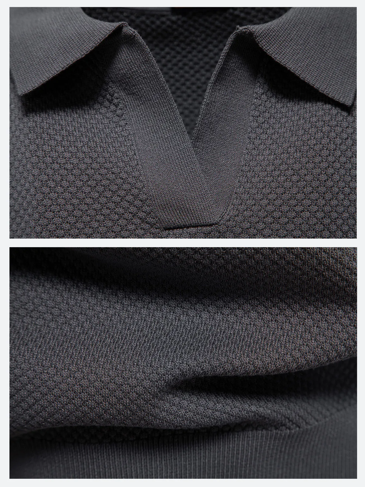 Men's Textured Knit Polo Short Sleeve Shirt sold by Eleven Oasis product image thumbnail 3