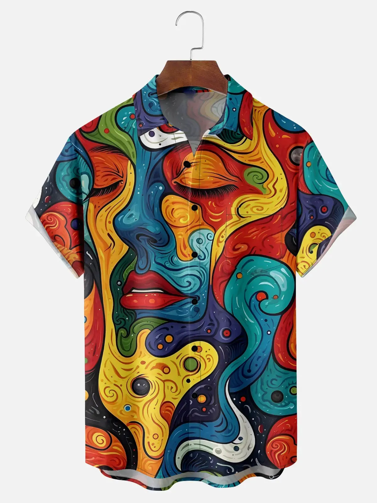 Men's Abstract Face Art Short Sleeve Shirt sold by Eleven Oasis