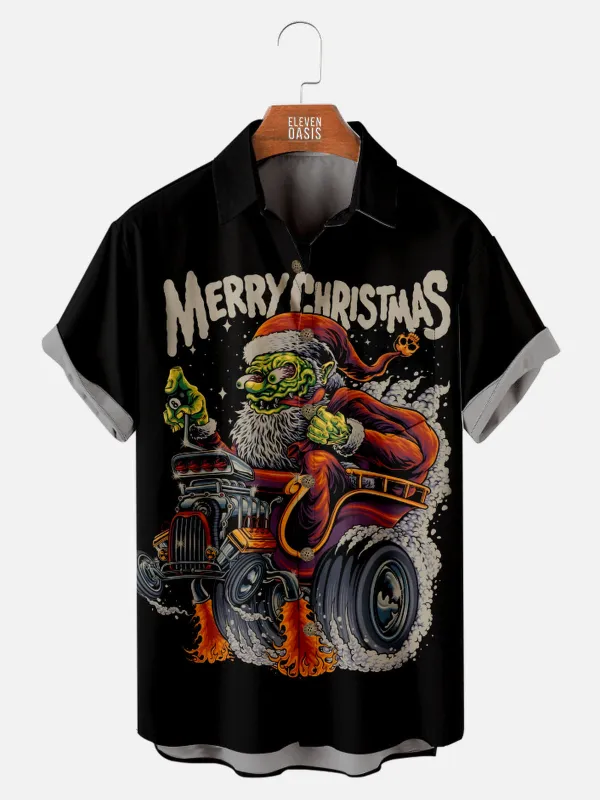 Men's Merry Christmas Zombie Santa Short Sleeve Shirt sold by Eleven Oasis
