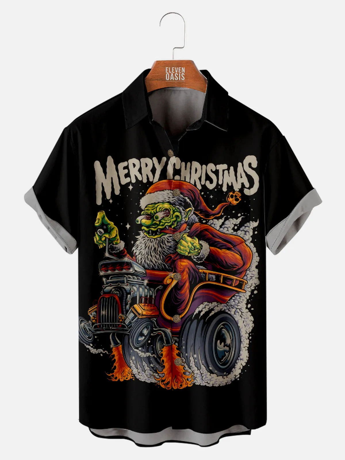 Tall Men's Merry Christmas Zombie Santa Short Sleeve Shirt sold by Eleven Oasis
