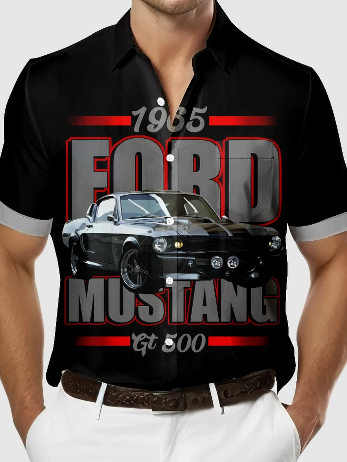 Tall Men's 1965 Ford Mustang GT 500 Short Sleeve Shirt sold by Eleven Oasis product image thumbnail 3
