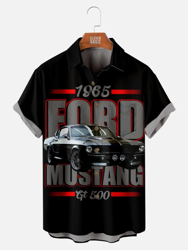 Men's 1965 Ford Mustang GT 500 Short Sleeve Shirt sold by Eleven Oasis