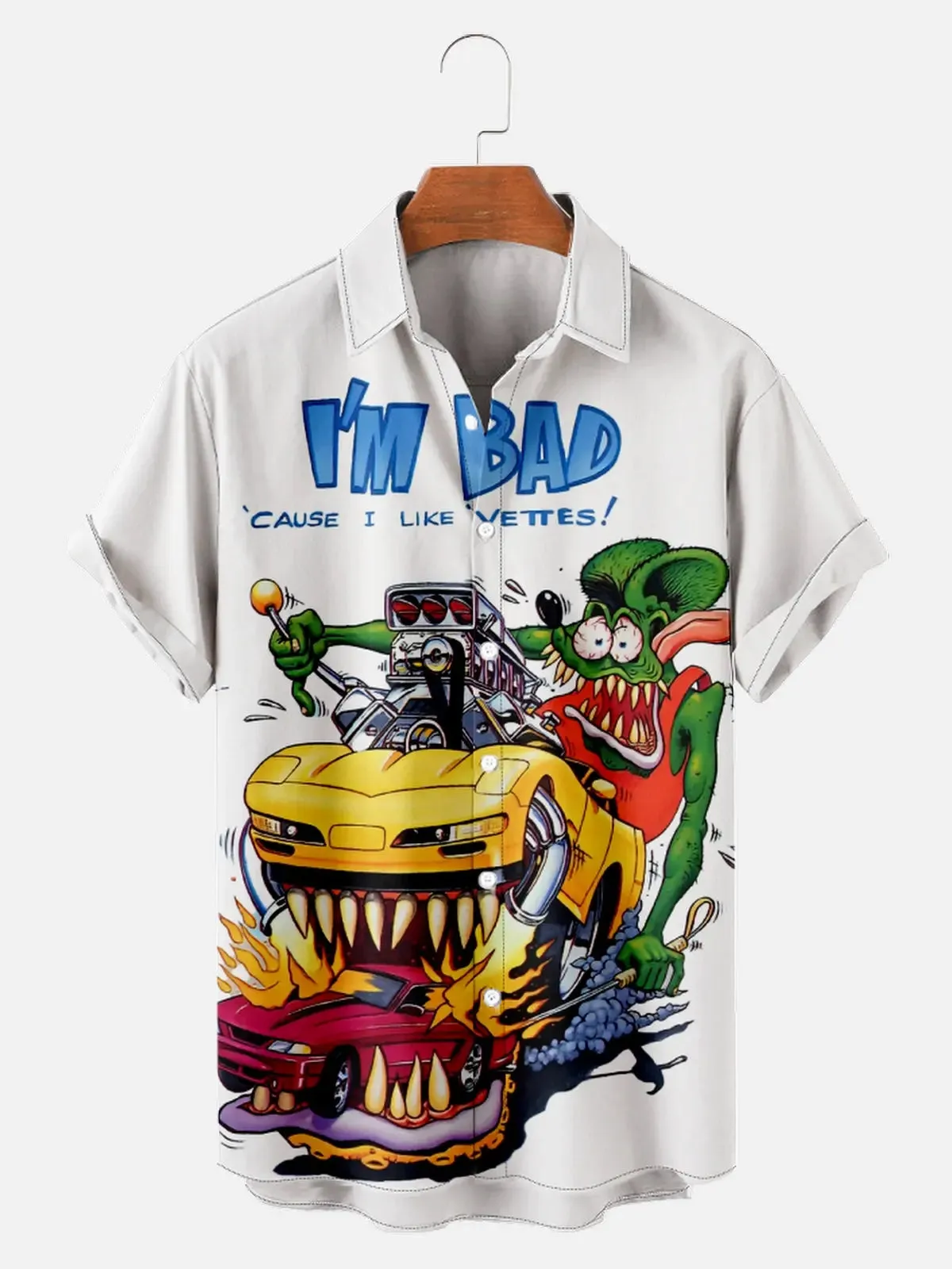 Men's Rat Fink I'm Bad Corvette Short Sleeve Shirt sold by Eleven Oasis product image thumbnail 2