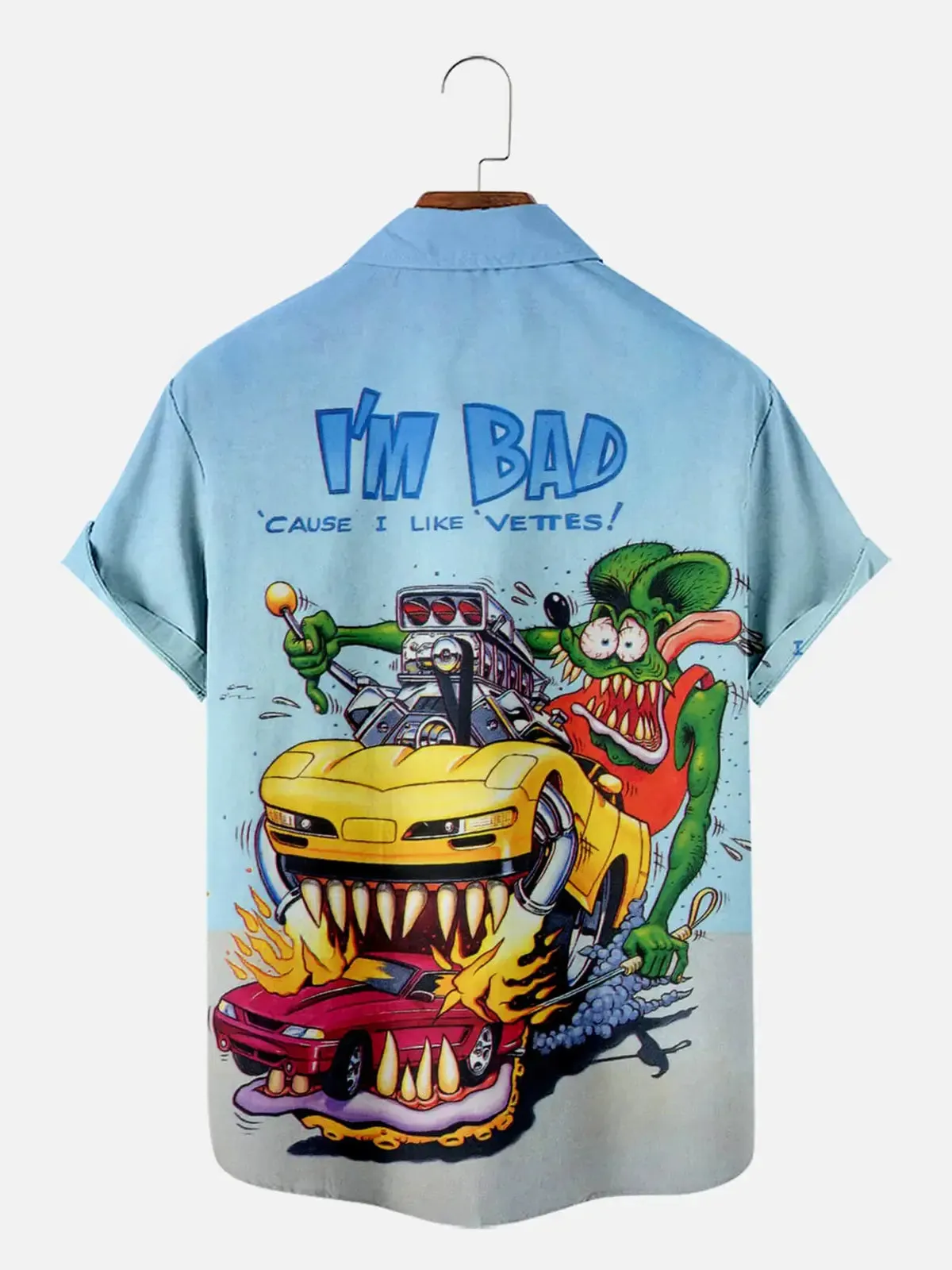 Men's Rat Fink I'm Bad Corvette Short Sleeve Shirt sold by Eleven Oasis product image thumbnail 3