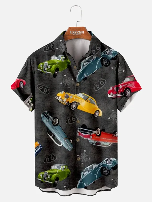 Men's Route 66 Classic Cars Short Sleeve Shirt sold by Eleven Oasis