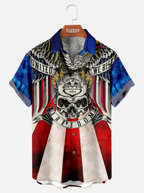 Tall Men's United We Rise Eagle Freedom Short Sleeve Shirt sold by Eleven Oasis