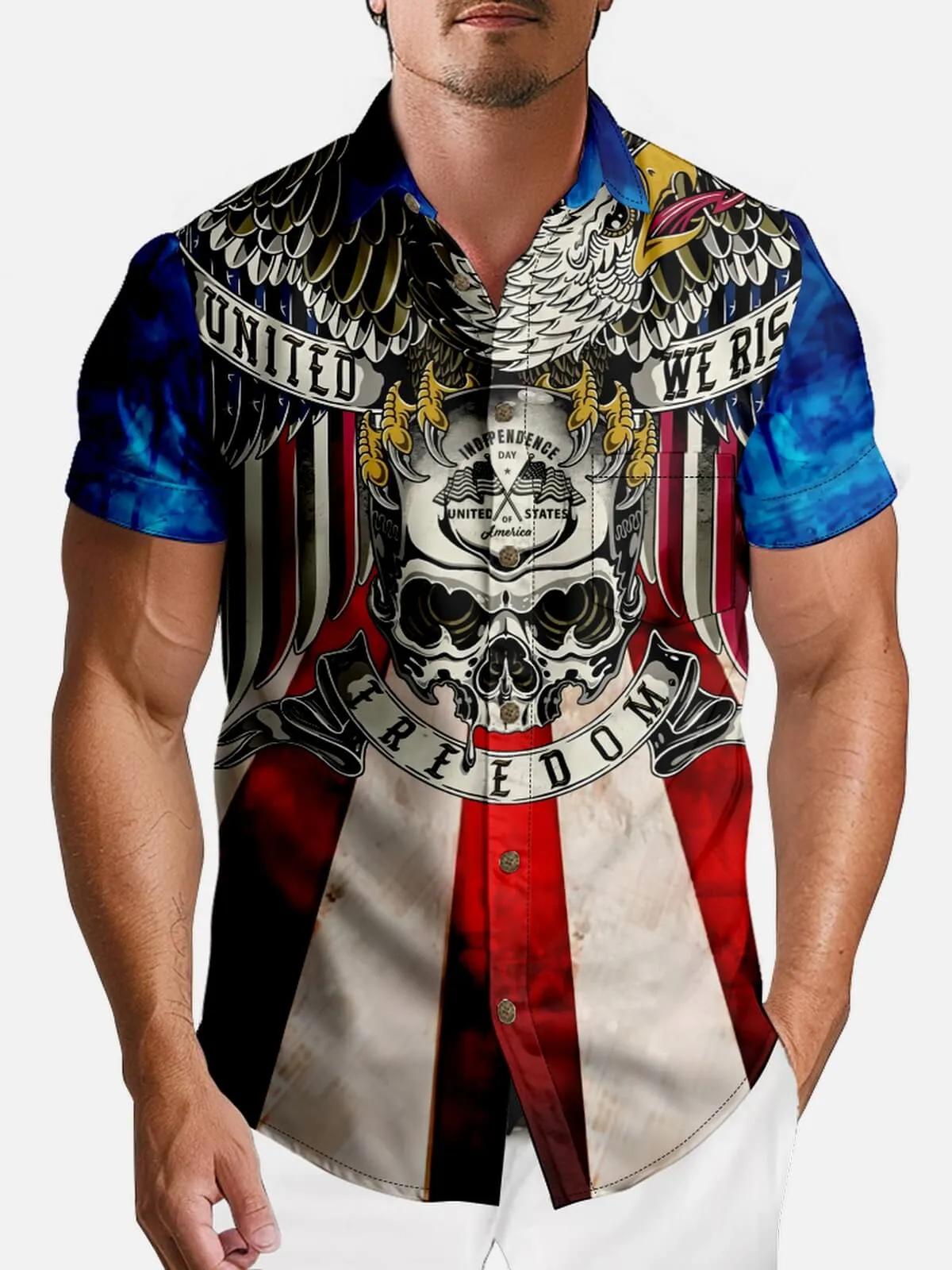 Tall Men's United We Rise Eagle Freedom Short Sleeve Shirt sold by Eleven Oasis product image thumbnail 2