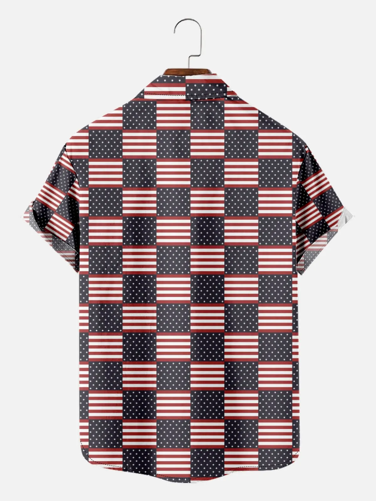 Men's Patriotic Patchwork Americana Short Sleeve Shirt sold by Eleven Oasis product image thumbnail 4