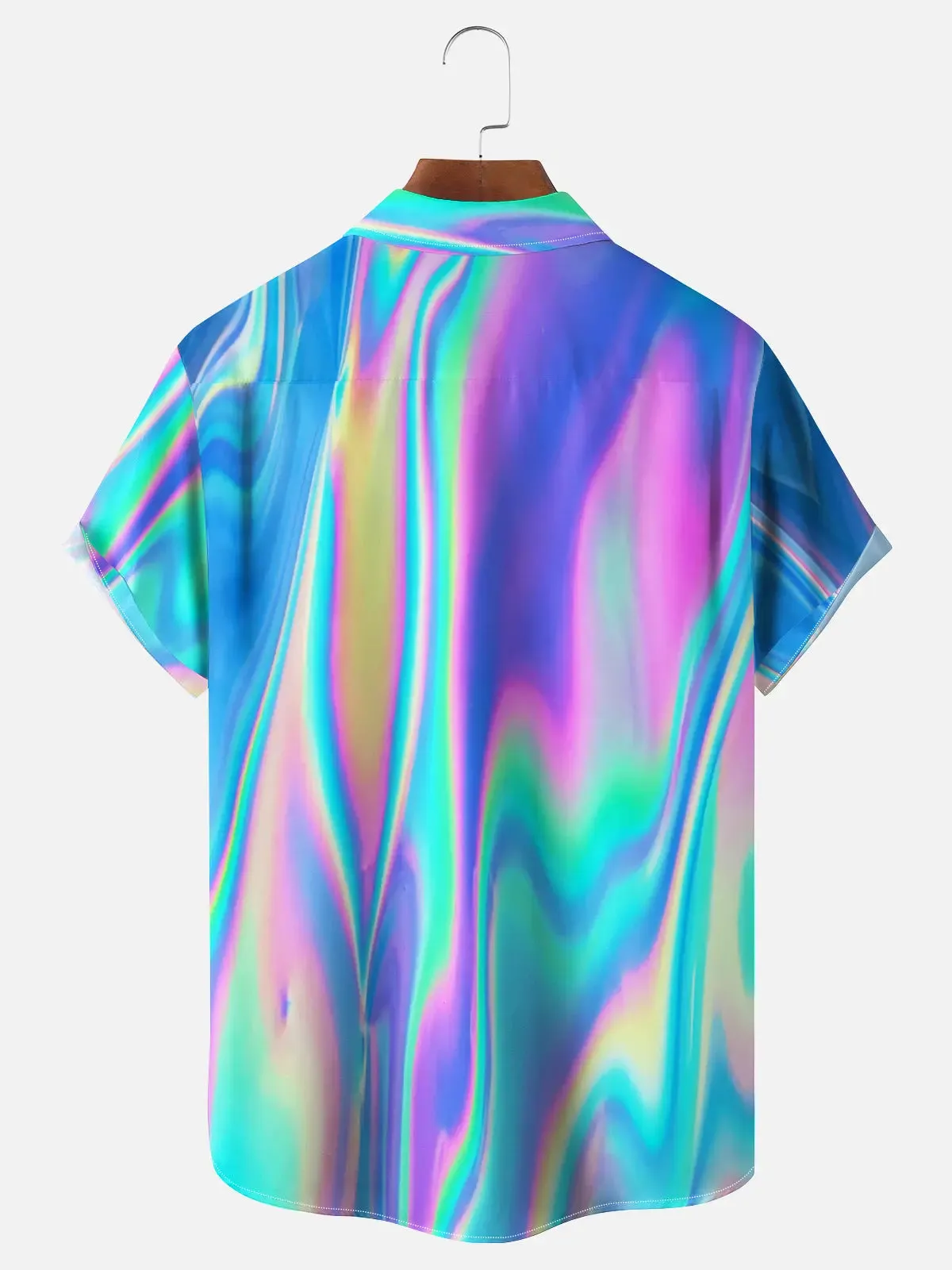 Men's Casual Blue Iridescent Short Sleeve Shirt sold by Eleven Oasis product image thumbnail 2
