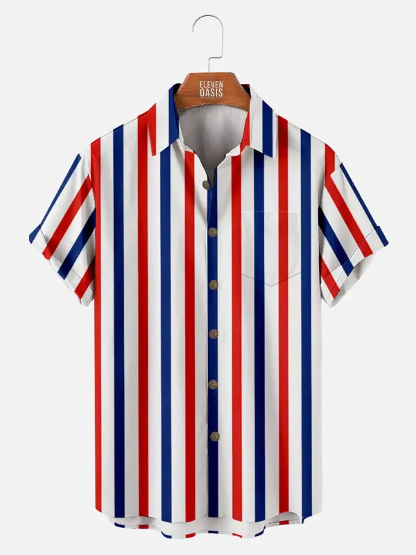 Tall Men's Color Stripes Short Sleeve Shirt sold by Eleven Oasis