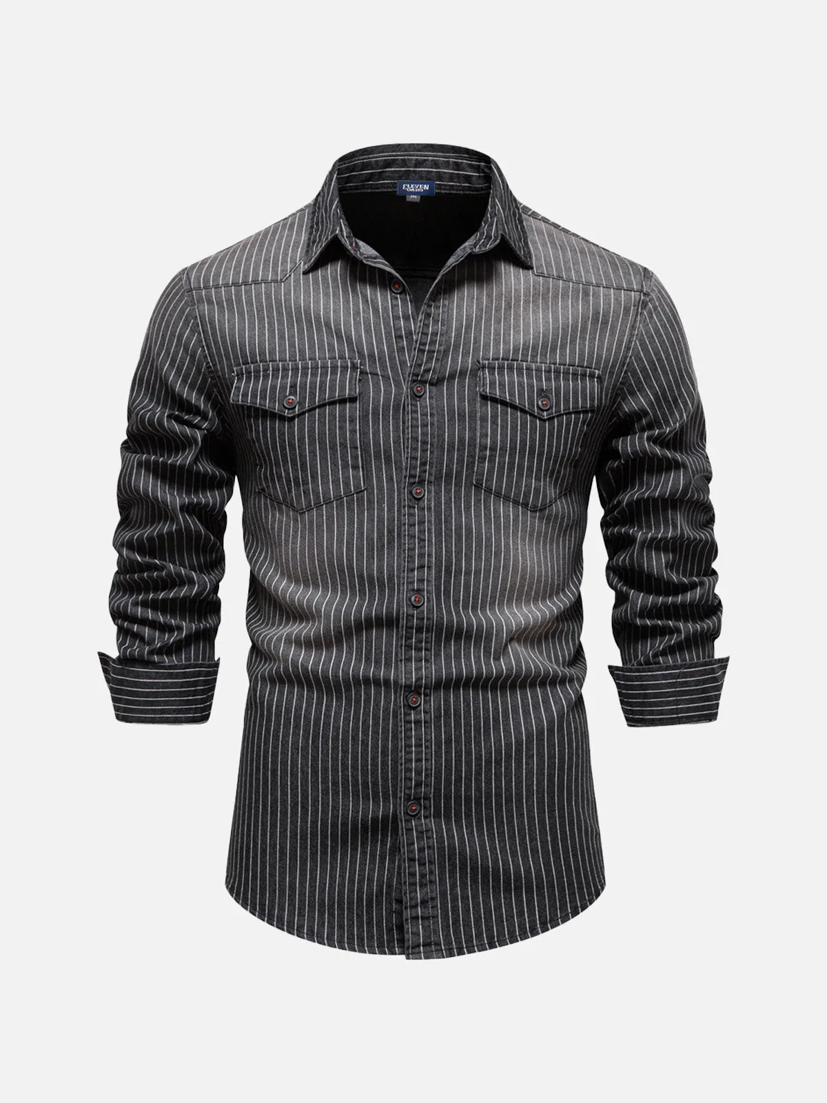 Men's Pinstripe Denim Western Long Sleeve Shirt sold by Eleven Oasis product image thumbnail 5