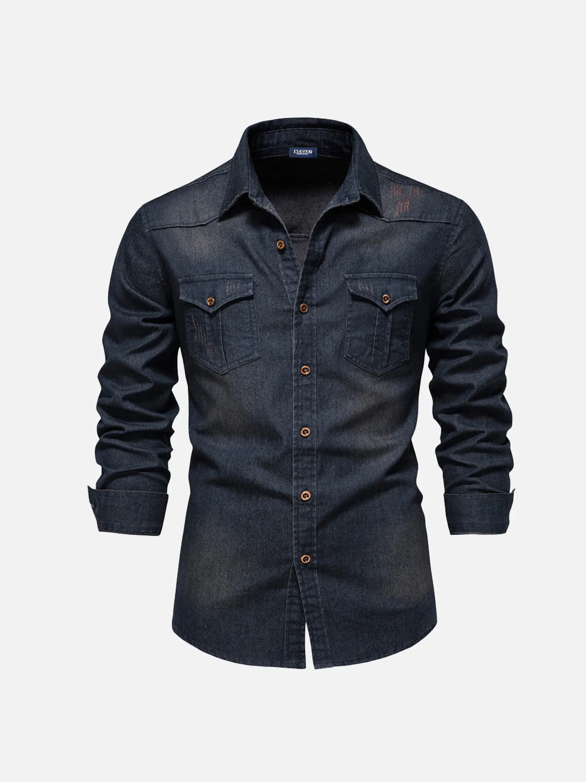 Men's Classic Denim Western Long Sleeve Shirt sold by Eleven Oasis product image thumbnail 5