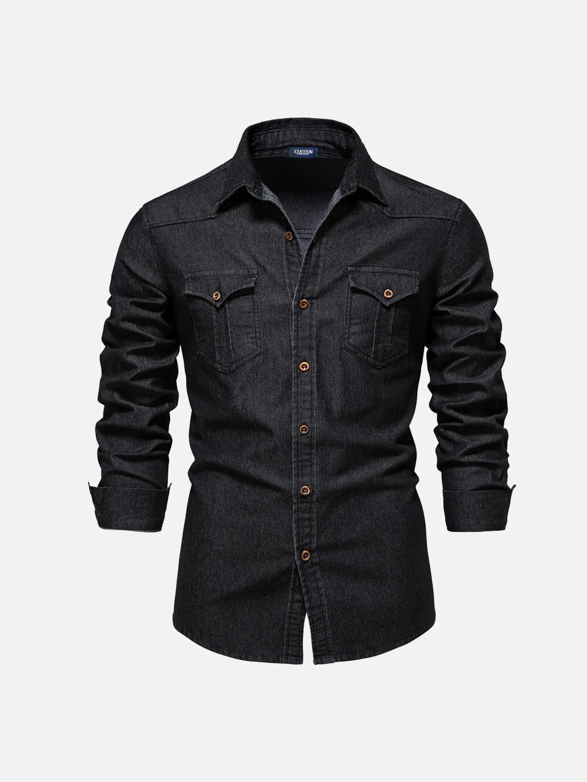 Men's Classic Denim Western Long Sleeve Shirt sold by Eleven Oasis