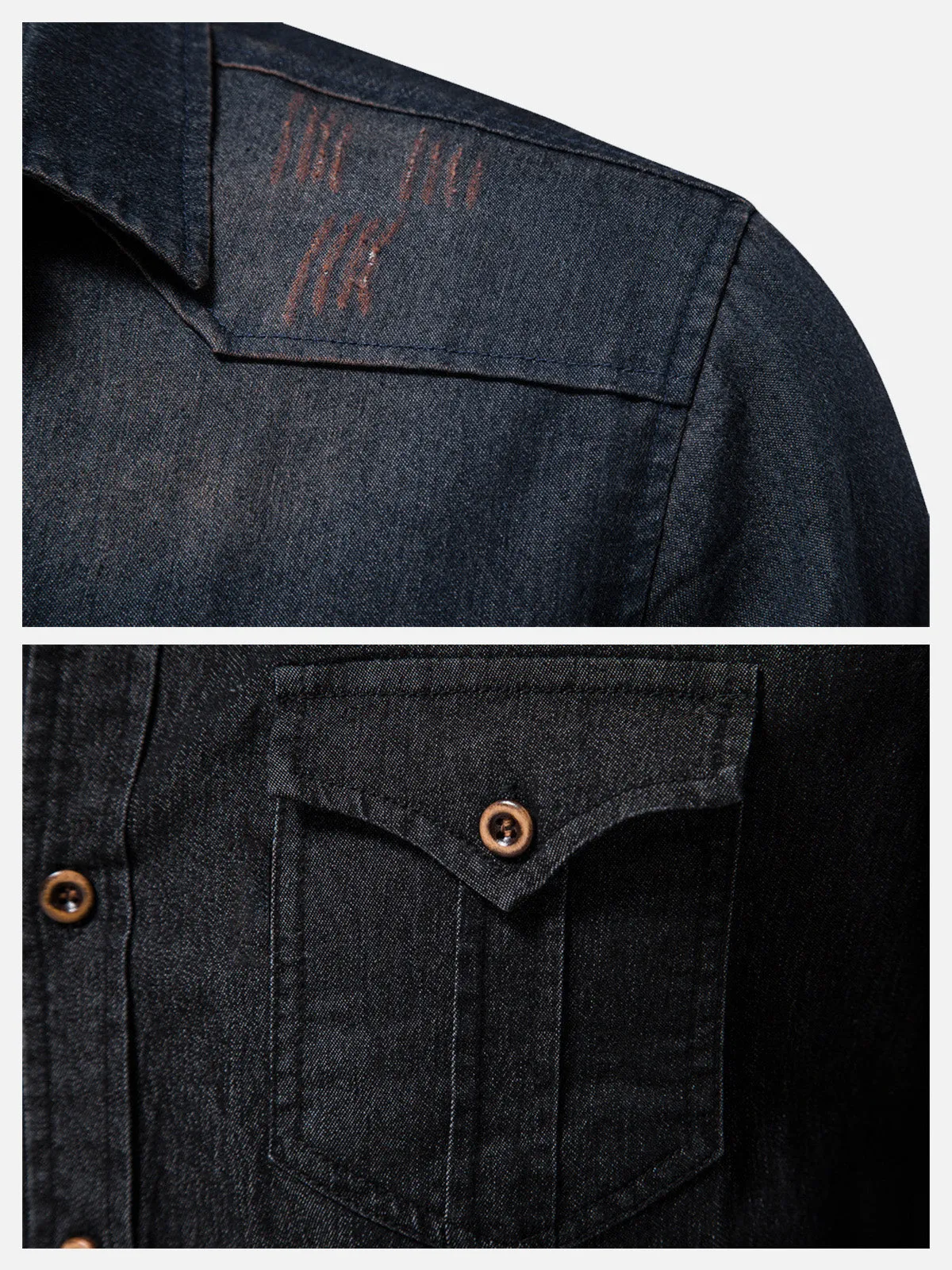 Men's Classic Denim Western Long Sleeve Shirt sold by Eleven Oasis product image thumbnail 3