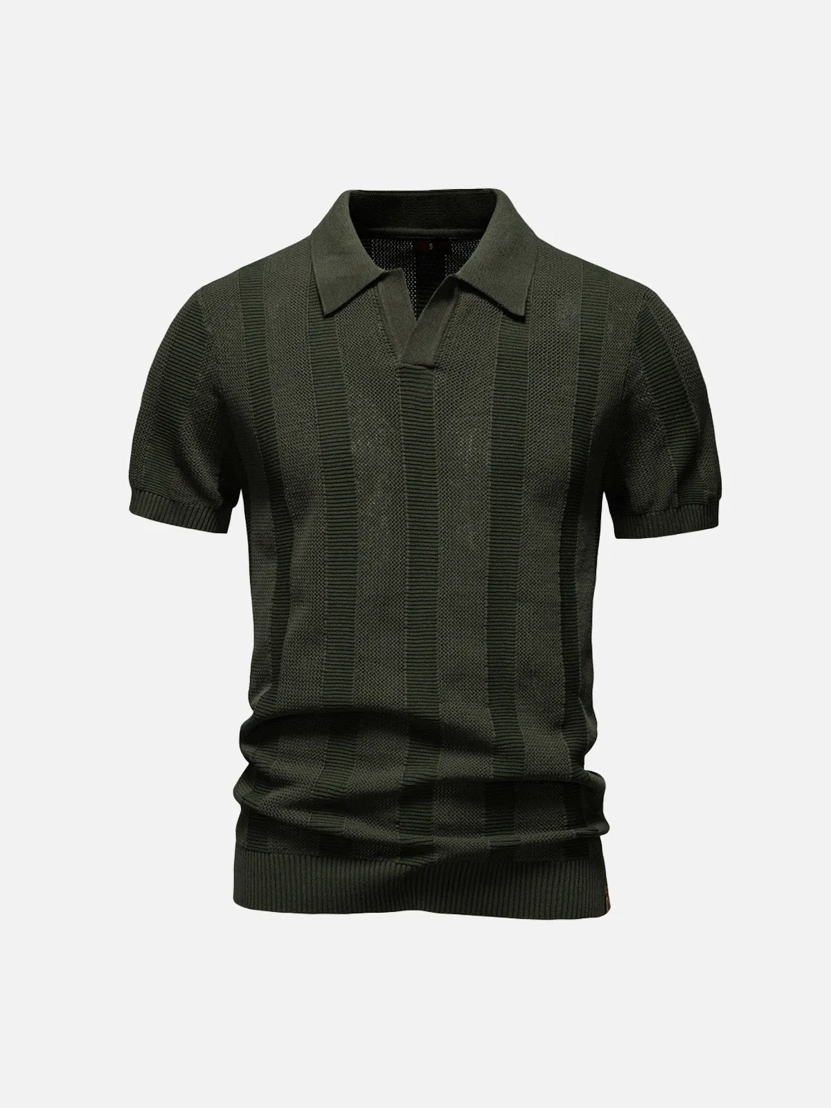 Men's Textured Stripe Knit Polo Shirt sold by Eleven Oasis
