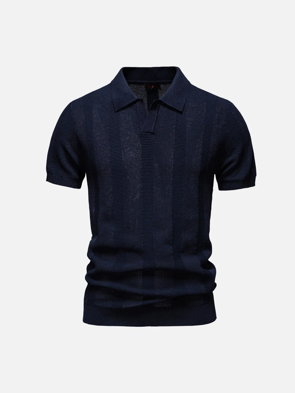 Men's Textured Stripe Knit Polo Shirt sold by Eleven Oasis product image thumbnail 5