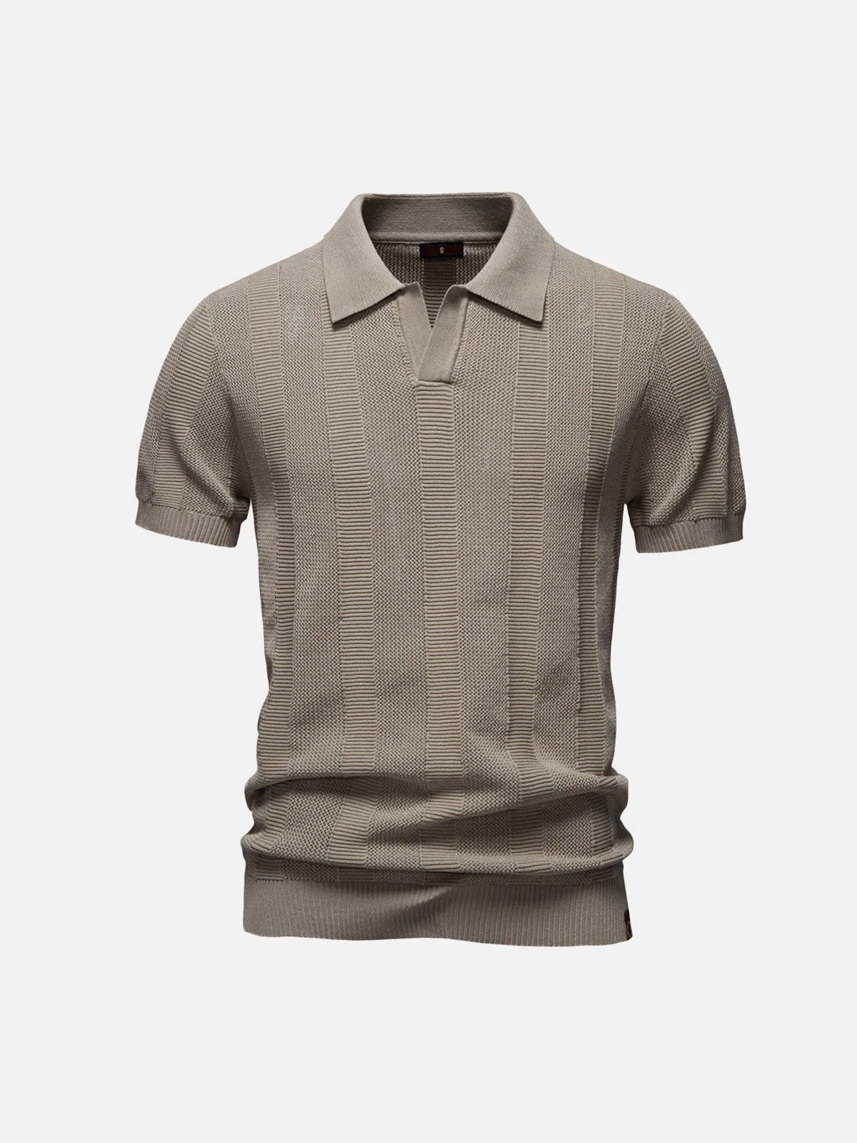 Men's Textured Stripe Knit Polo Shirt sold by Eleven Oasis product image thumbnail 4