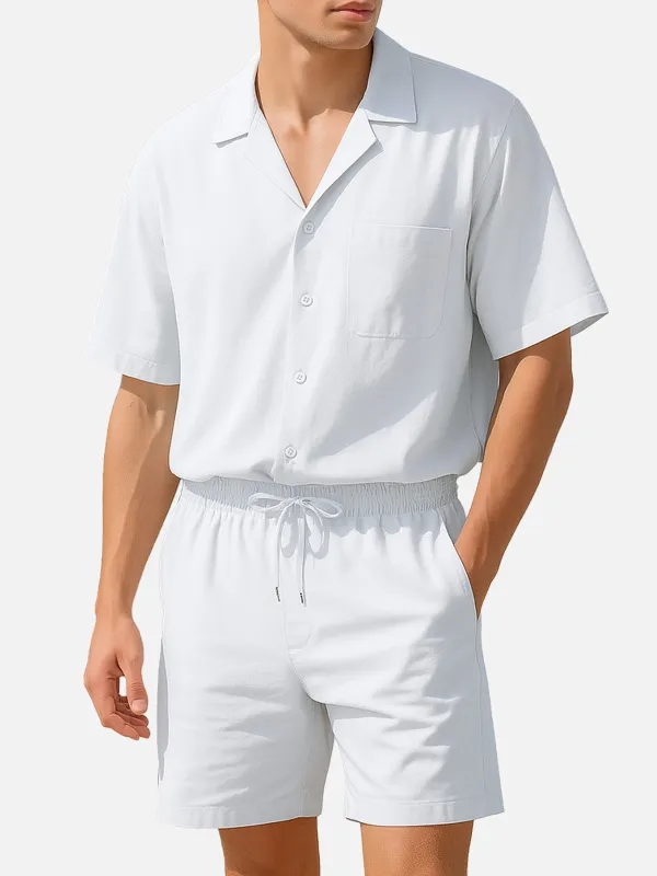 Men's Summer Casual Vacation Camp Collar Set made by Eleven Oasis