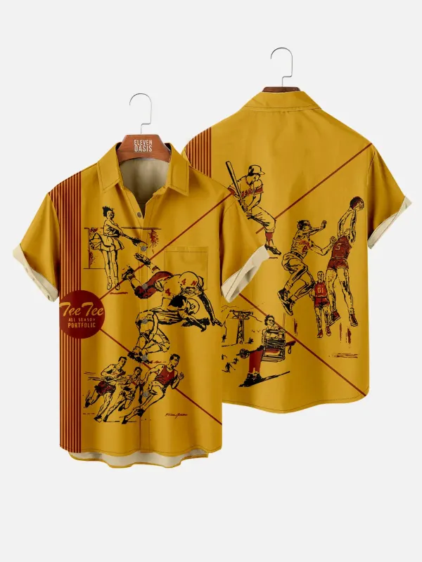 Tall Men's Pee Chee Folder Front and Back Cover Nostalgia Short Sleeve Shirt sold by Eleven Oasis