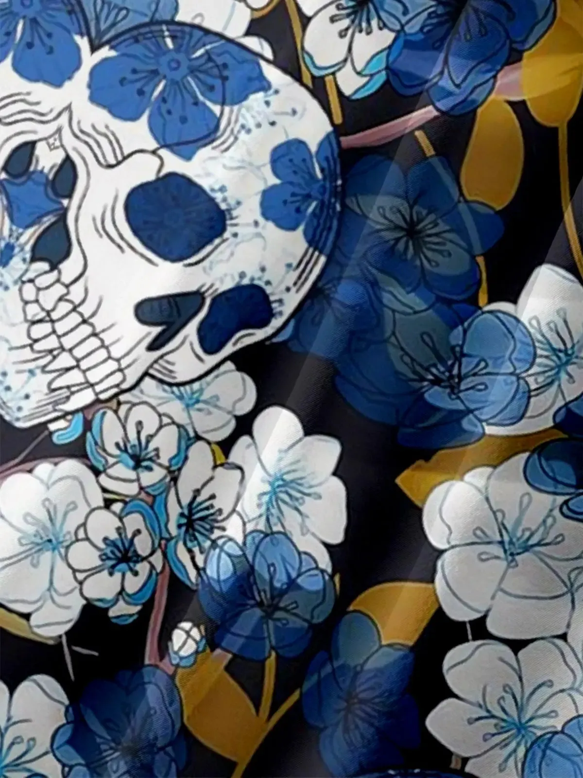 Men's Skull Hibiscus Hawaiian Short Sleeve Shirt sold by Eleven Oasis product image thumbnail 3