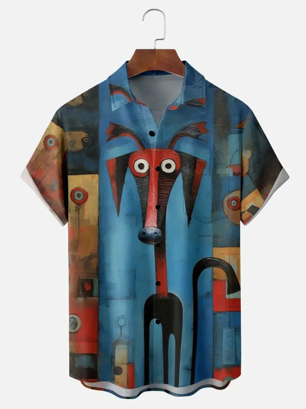 Men's Abstract Dog Art Short Sleeve Shirt sold by Eleven Oasis