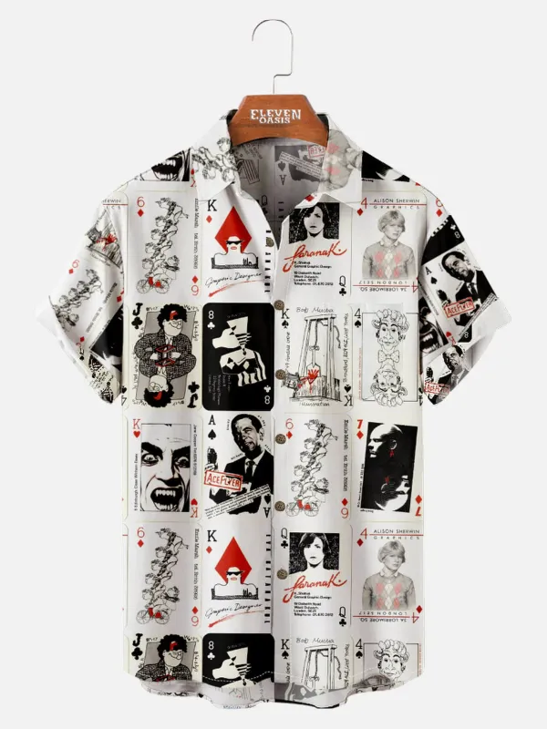 Men's Vintage Playing Cards Collage Short Sleeve Shirt sold by Eleven Oasis