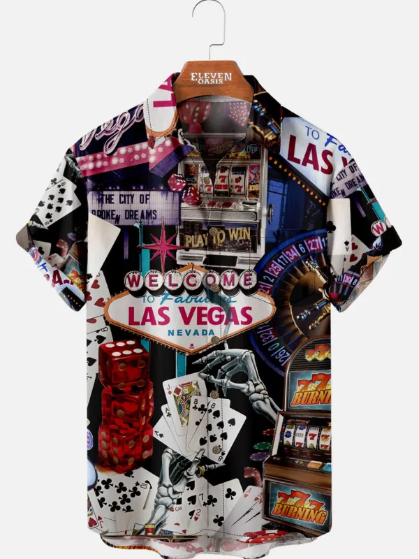 Tall Men's Viva Las Vegas Collage Short Sleeve Shirt sold by Eleven Oasis
