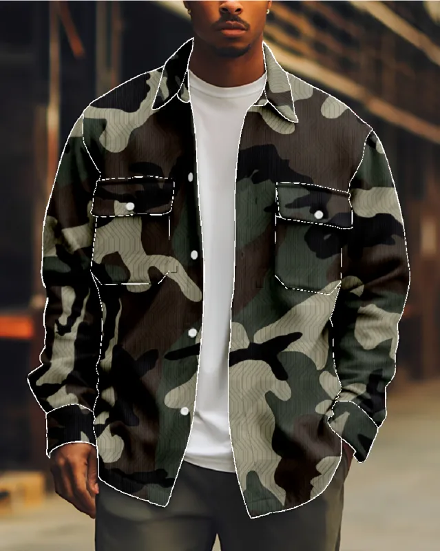 Men's Classic Camo Long Sleeve Shirt sold by Eleven Oasis