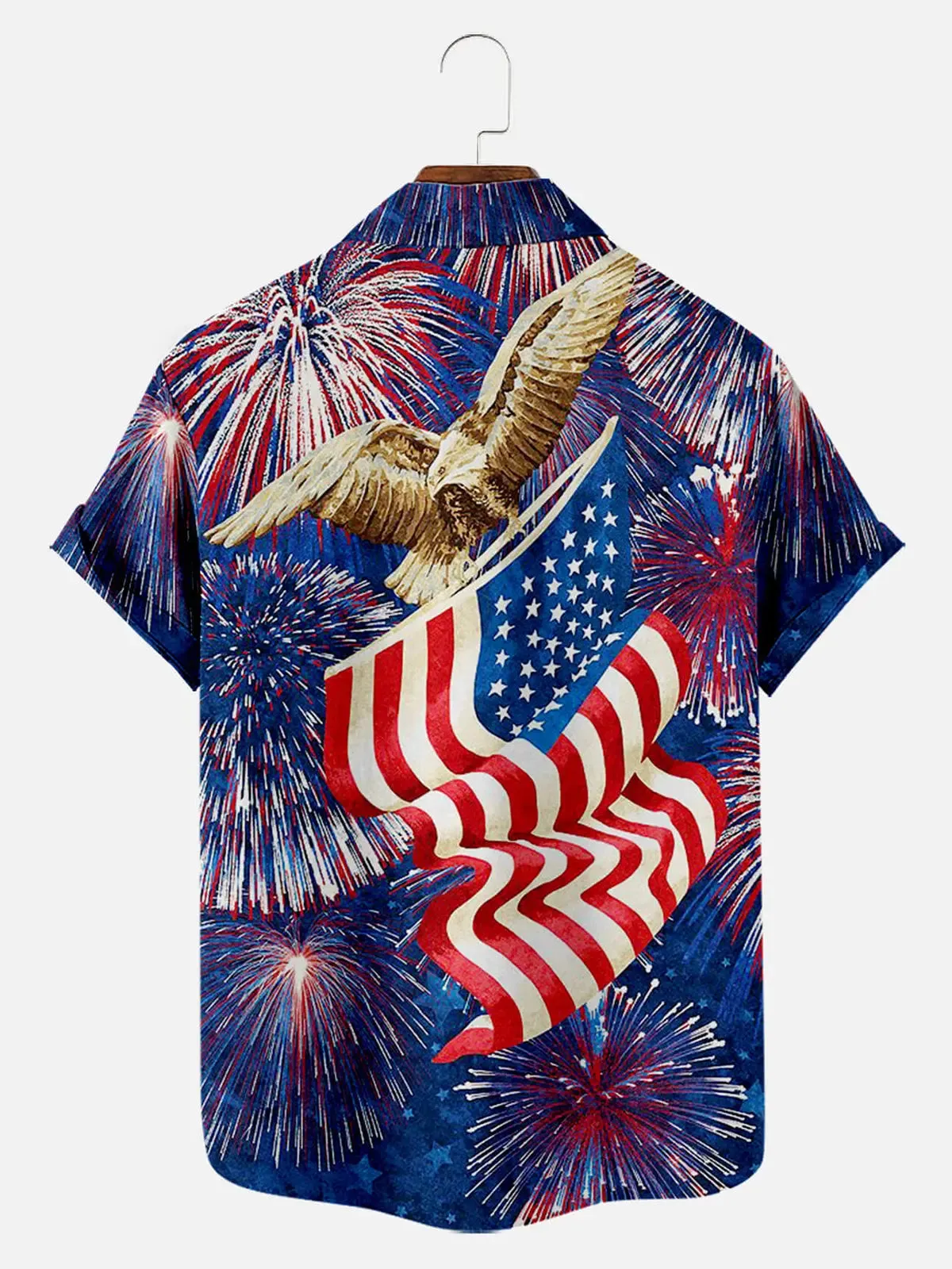 Men's Fireworks Eagle and Flag Short Sleeve Shirt sold by Eleven Oasis product image thumbnail 2