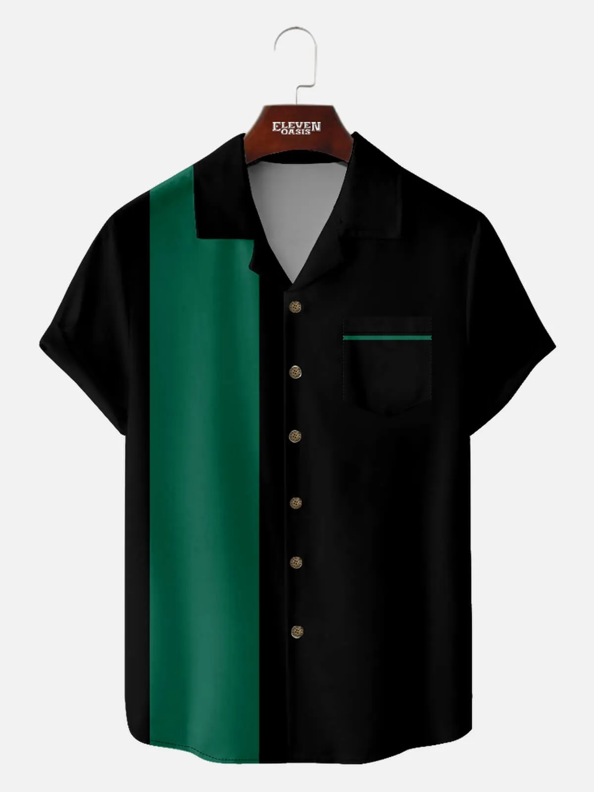 Men's Color Block Panel Short Sleeve Shirt sold by Eleven Oasis product image thumbnail 5