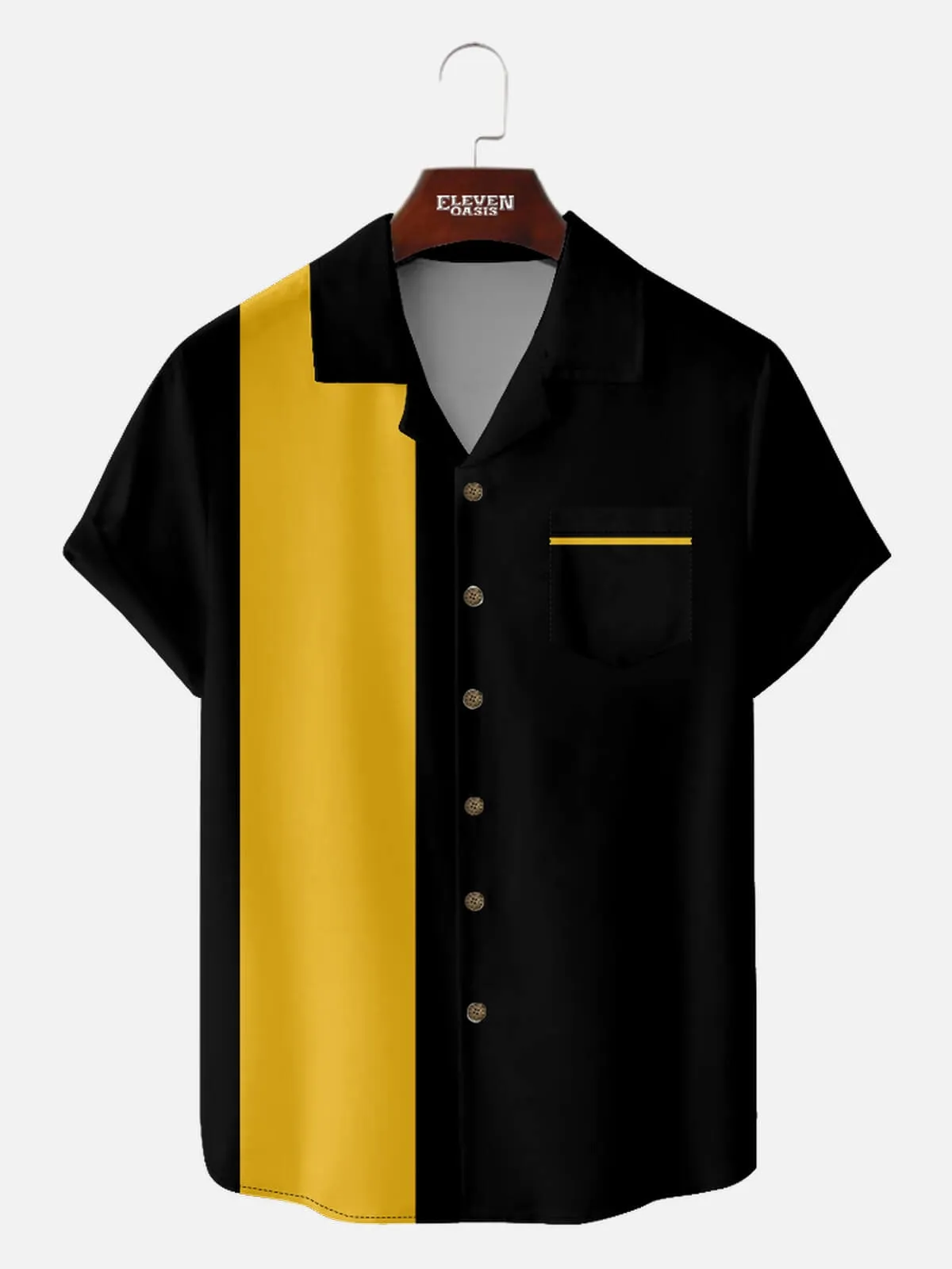 Men's Color Block Panel Short Sleeve Shirt sold by Eleven Oasis