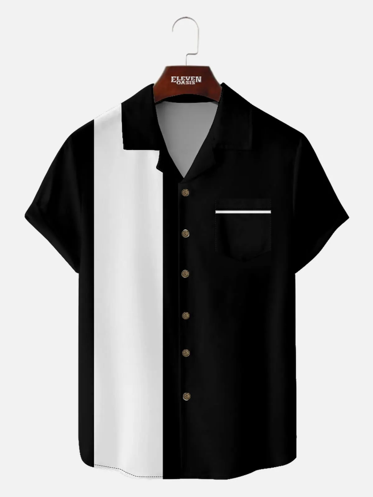 Men's Color Block Panel Short Sleeve Shirt sold by Eleven Oasis product image thumbnail 4