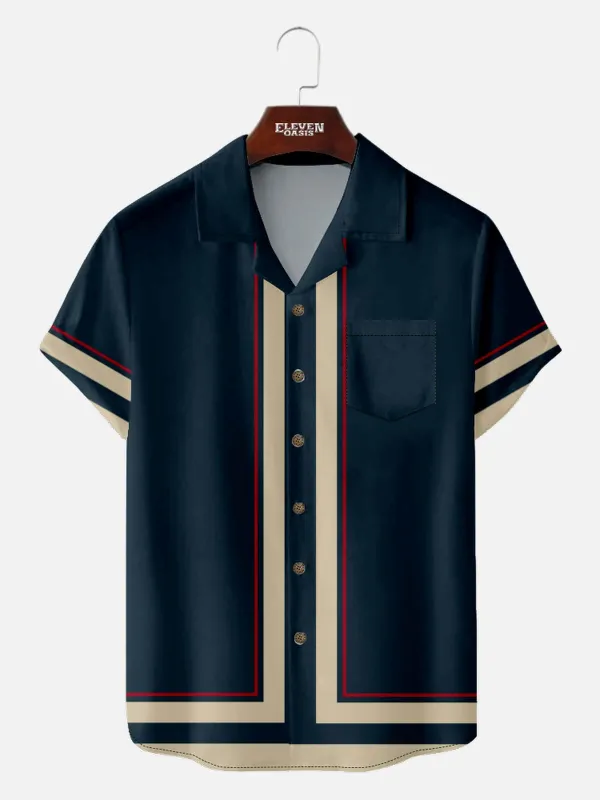 Men's Contrast Trim Border Short Sleeve Shirt sold by Eleven Oasis
