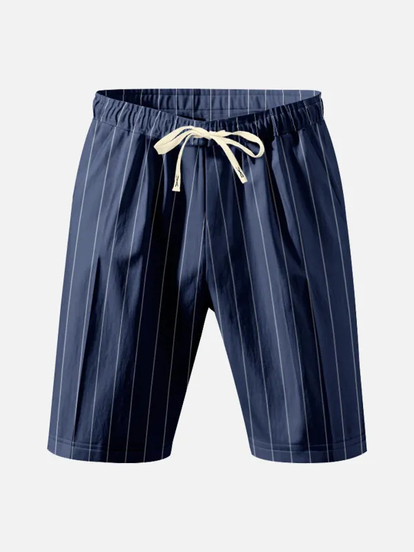 Men's Pinstripe Linen Blend Drawstring Shorts sold by Eleven Oasis