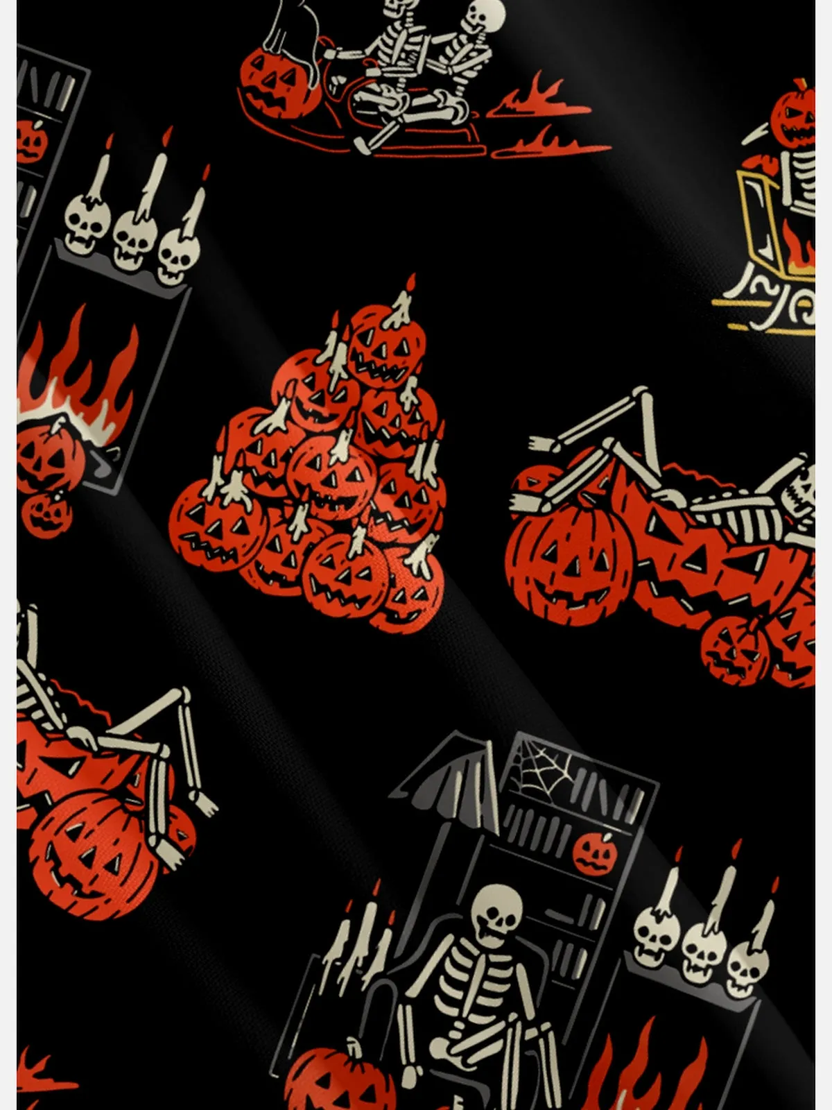 Tall Men's Halloween Skeleton and Pumpkin Short Sleeve Shirt sold by Eleven Oasis product image thumbnail 3