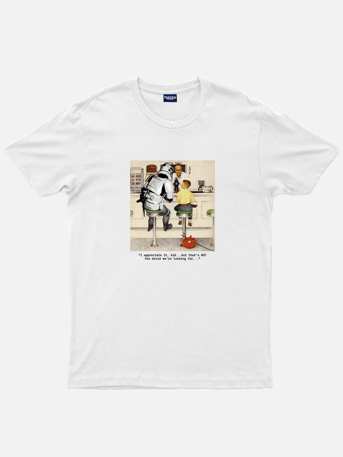 Star Wars Stormtrooper Toy Droid Diner Scene Cotton T-Shirt sold by Eleven Oasis product image thumbnail 2